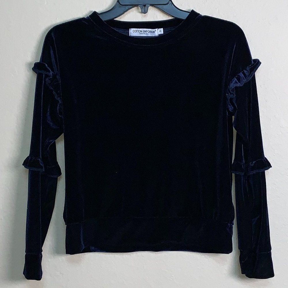 Cotton Emporium velvet ruffle top -  NWT